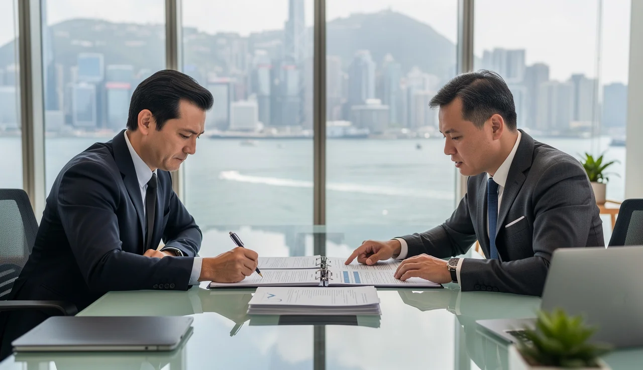 Quartier des affaires de Hong Kong avec ses tours de bureaux
